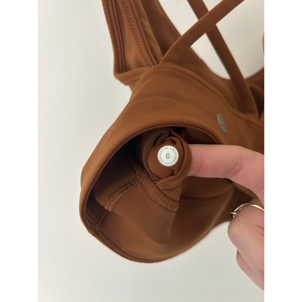 Lululemon In Alignment Longline Sports Bra Light Support B/C Cup Copper Brown 6 - Picture 6 of 7